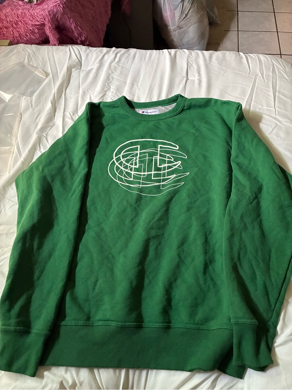 Champion Green Crewneck Sweatshirt with White Logo